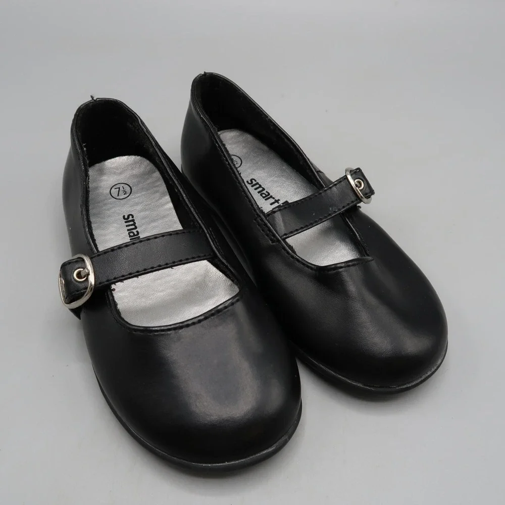 Smartfit Girl's Mary Jane Shoes Size 7.5c Black Flats Slip on